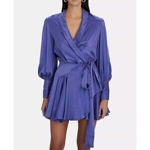 ZIMMERMANN Silk Wrap Mini Dress Violet Purple Size 1 / M / 6-8